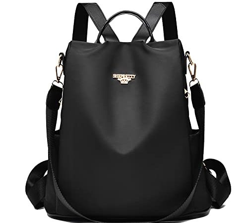 shepretty Zaino Donna antifurto Borsa Tracolla Zainetto Viaggio Daypack zaino donna scuola, 8864Nero