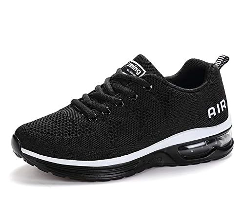 Sumateng Scarpe da Ginnastica Donna Uomo Sportive Sneakers Running Air Scarpe per Outdoor Fitness Corsa Walking 835 Black White 45EU