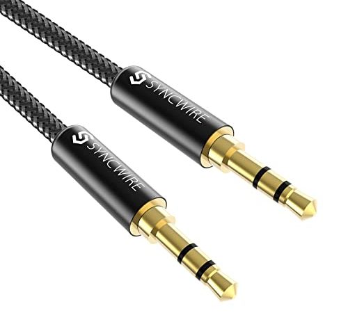 Syncwire Cavo Aux 3,5mm in Nylon 1M Cavo Jack per Cuffie, Apple iPhone, iPad, iPod, Smartphone, Autoradio, MP3, Echo DOT ECC - Nero