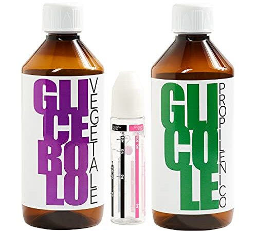 5MONKEYS - Base Neutra - Kit 1L Glicole Propilenico e Glicerina Vegetale di Grado Farmaceutico Certificato + 1 Flacone Vuoto Graduato da 60 ml - Rigorosamente Made in Italy