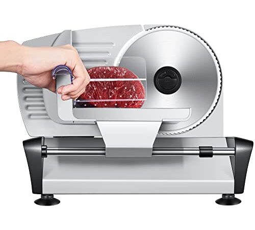 Affettatrice Elettrica da Casa, Housnat 19 cm Affettatrice Professionale, 150W Affettatrice Elettrica,Spessore Max 15 mm Affettatrice Piccola, Argento