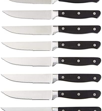 Amazon Basics - Set Premium di coltelli da carne, 8 pezzi