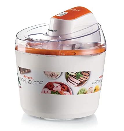 Ariete 642 Gelatiera Gran Gelato, Macchina Per Fare Il Gelato, 12 W, Capacità 1,5 L, Bianco