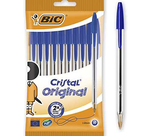 BIC 830863 Stick Ballpoint Pen blu 10pieza (S) – Penna, Stick Ballpoint Pen, Blu, Trasparente, 1 mm, 0,4 mm, medio)