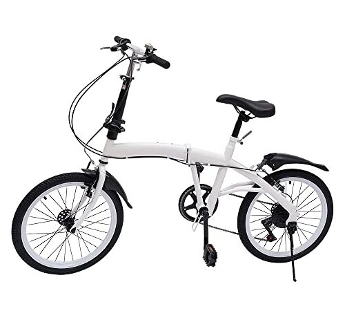 Bicicletta pieghevole da 20 pollici, pieghevole a 7 marce, da campeggio, doppia bici pieghevole in acciaio al carbonio, altezza regolabile, con leva del cambio a 7 marce