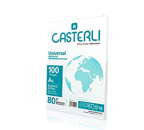 CASTERLI - 81011 fogli A4, 100 fogli bianchi, formato A4, carta da 80 g, extra bianca, carta multiuso per stampante A4 80 gsm (A4, 100 fogli)