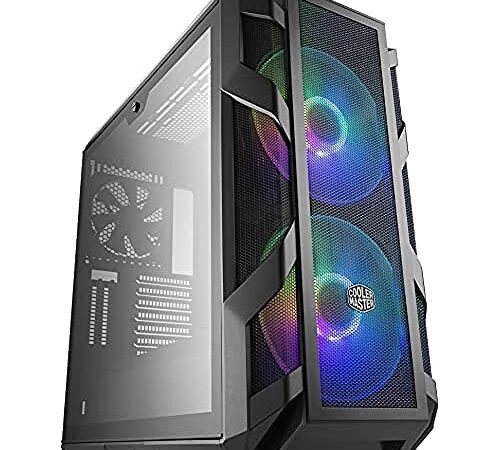 Cooler Master MasterCase H500M ARGB - Case per PC con Due Ventole da 200 mm Ottimo Flusso d'Aria, 4 Pannelli in Vetro Temperato, Supporto Avanzato