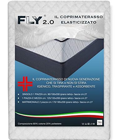 COPRIMATERASSO ELASTICIZZATO FLY 2.0 SPUGNA JACQUARD con angoli - MATRIMONIALE 2 PIAZZE