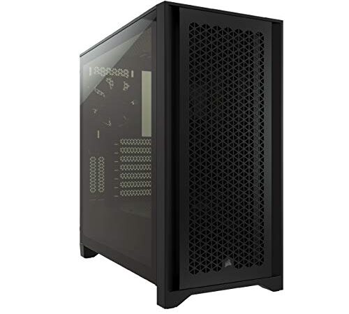 Corsair 4000D Airflow Case ATX Mid-Tower con Vetro Temperato, Pannello Anteriore a Flusso d'aria Elevato, Pannello Laterale in Vetro Temperato, Ampio Spazio Interno, Due 120 mm Ventole Incluse, Nero