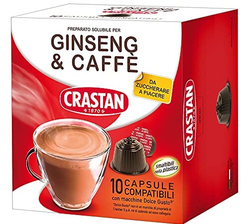 Crastan Capsule Compatibili Dolce Gusto - Ginseng & Caffè Da Zuccherare - 1 confezione da 10 capsule