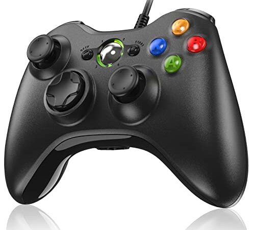 Diswoe Controller per Xbox 360, PC Controller Xbox 360 Controller Wired Controller per Xbox 360/Xbox 360 Slim/PC Win7/8/10/XP Xbox 360 Joystick Gamepad con cavo USB