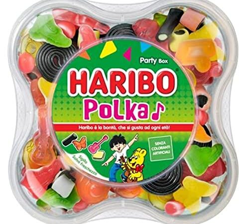 Haribo Polka Party Box, Caramelle Gommose, Gusto Frutta e Liqurizia, Ideali per Feste e Dolci Momenti di Relax - 500gr
