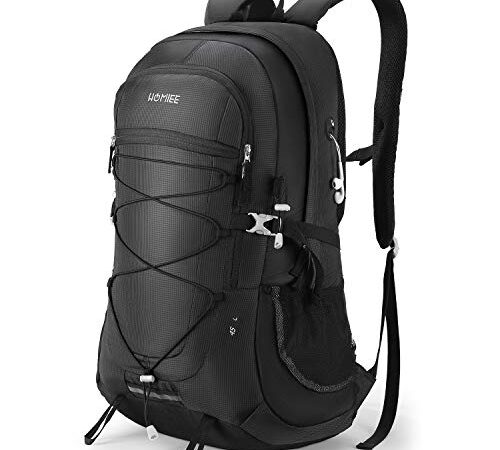 HOMIEE Zaino da Trekking 45L, Resistente all'acqua e Leggero Zaino da Escursione per Trekking Alpinismo, Multifunzione Zaino da Campeggio per Sport Viaggio,Donna e Uomo,Nero