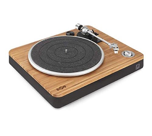 House of Marley Stir It Up Turntable, Giradischi Vinili con Cavo, 45/33 Giri, Lettore Vinile, Piatto in Lega di Alluminio, Braccio in Metallo, Cartuccia MM Audio-Technica Sostituibile, Bambù/Nero