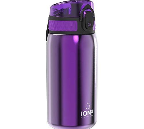 Ion8 Borraccia Acciaio Inox Bambini Senza Perdite, 400ml, Viola