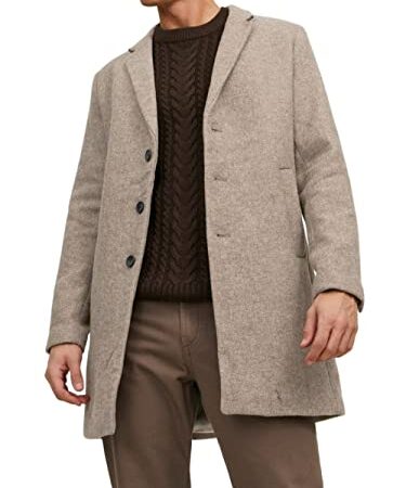 JACK & JONES Jjemoulder Wool Coat Sn Cappotto di lana, Greige, M Uomo