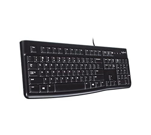 Logitech K120 Tastiera con Cavo per Windows, USB Plug-and-Play, Dimensioni Standard, Resistente agli Schizzi, Barra Spaziatrice Curva, Compatibile con PC, Laptop, Layout Italiano QWERTY - Nero