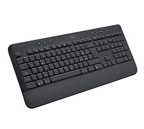 Logitech Signature K650, Tastiera Poggiapolsi Wireless Full-size con Bluetooth BLE o Ricevitore USB Logi Bolt, Tasti Smorzati e Tastierino, Compatibile con PC/Windows/Mac, Italiano QWERTY - Grigio