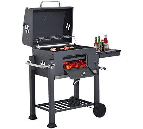 MAIES Carrello Barbecue Grill Barbecue Portatile Griglia A Carbone Giardino All'aperto Campeggio Cucina Cibo Barbecue Fornello Barbecue Carrello con Grandi Ruote