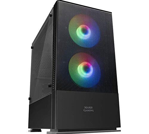 MARSGAMING MCZ, Premium Compact PC Custodia per PC, MicroATX, Panel + Front Mesh, Nero