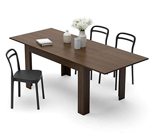 Mobili Fiver, Tavolo allungabile Cucina, Easy, Noce Canaletto, 140 x 90 x 77 cm, Nobilitato, Made in Italy