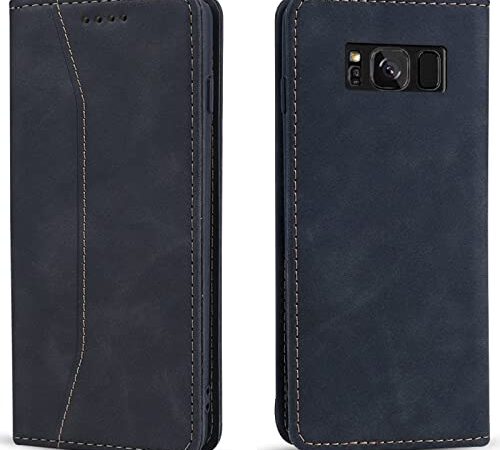 OKZone Cover per Samsung Galaxy S8, Custodia Flip Pelle Portafoglio Magnetica Libro [Slot Schede], Silicone TPU Bumper Wallet Supporto Cover, Antiurto [Kickstand] (Nero)