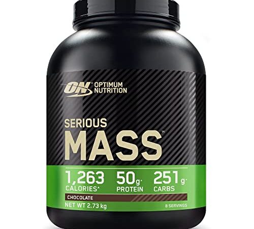 Optimum Nutrition Serious Mass Gainer, Proteine Whey in Polvere per Aumentare la Massa Muscolare con Creatina, Glutammina e Vitamine, Cioccolato, 8 Porzioni, 2.73 kg, il Packaging Potrebbe Variare