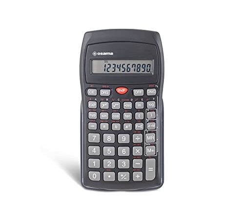 Osama - Calcolatrice Scientifica per Scuola, Università e Ufficio, con 56 Funzioni, 10 Cifre in Mantissa e 2 in Esponente con Custodia Rigida Scorrevole - Calcolatrice Professionale 9,6x2x16,3cm, Nero
