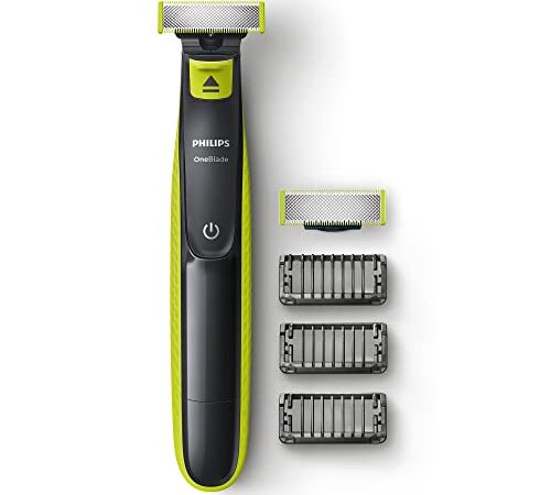 Philips QP2520/30 OneBlade Rade, Regola e Rifinisce, 3 Pettini Regolabarba + 1 Lama di Ricambio