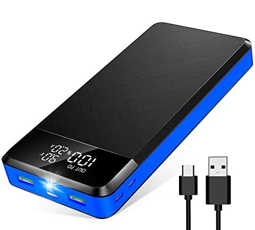Power Bank, 30000mAh Caricatore Portatile con SCP 22.5W PD 20W, Power Bank Ricarica Rapida con 3 Ingresso/Uscita, Torcia Elettrica, Display Digitale, Compatibile con iPhone, Samsung, Huawei