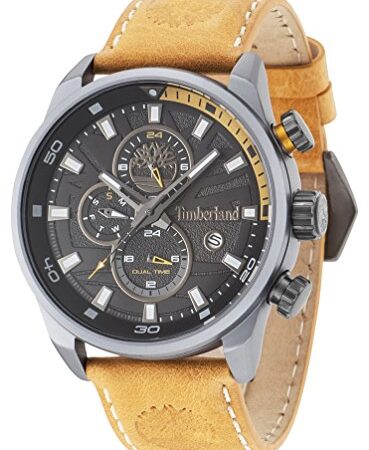 Timberland Henniker II Orologio da Polso, Analogico, Uomo, Pelle, Giallo
