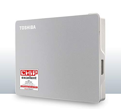 Toshiba 4TB Canvio Flex Portable External Hard Drive for Mac, Windows PC and Tablet use, compatible with most USB-C and USB-A devices, Silver (HDTX140ESCAA)