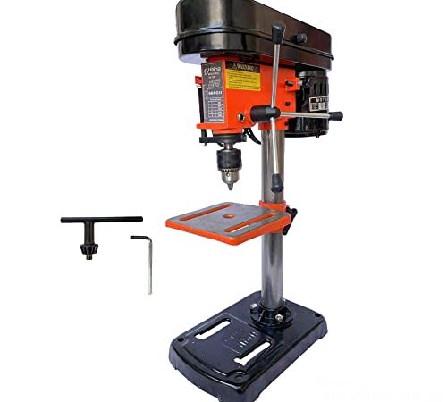 Trapano a Colonna da Banco Elettrico 1950W 5 Velocità 1420 Giri/min con Mandrino 13mm piano di lavoro inclinabile, girevole e regolabile