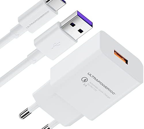ultrapower100 Caricatore Rapido 3.0 per Samsung Huawei Google HTC LG Meiuzu Oppo ZTE OnePlus Nokia Sony etc. Tipo C