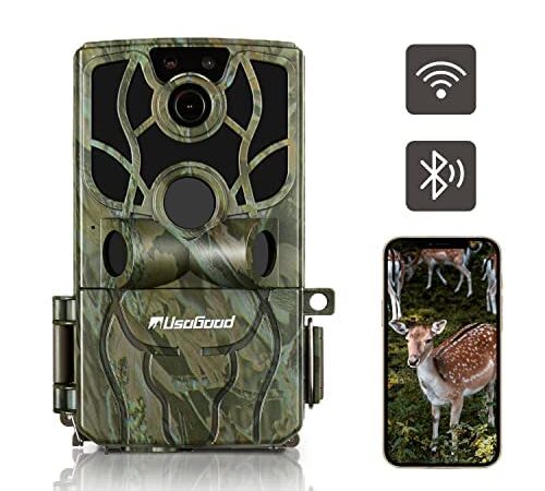 usogood 4K 48MP Fototrappola WiFi Bluetooth con App, 850nm Fototrappola Infrarossi Invisibili Impermeabile IP66, Macchine Fotografiche da Caccia per il Monitoraggio della Fauna Selvatica