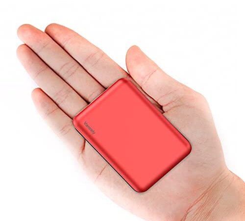 Vancaly Mini Powerbank da 10000 mAh, Power Bank ultra piccolo, leggero, portatile, ad alta capacità, batteria esterna con 2 uscite (2,4 A+2,4 A). Caricatore per cellulare.