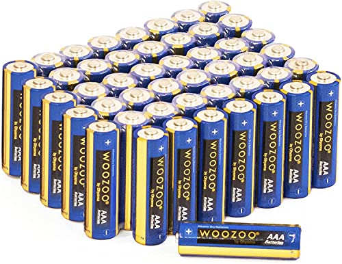 Woozoo, Pile alcaline AAA (confezione da 48), 1,5 V, 1250 mAh, Potenza di lunga durata, Durata di vita di 10 anni, Per i piccoli elettrodomestici - Dry Cell Battery LR03 - Blu