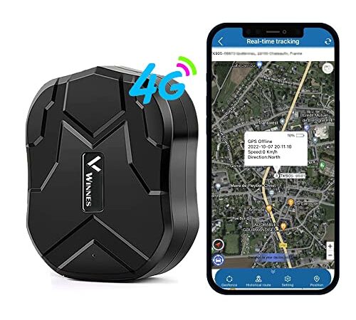 4G GPS Tracker Auto Localizzatore GPS,Winnes GPS Locator IP65 con Magnetico 10000mah per Auto/moto/camion,Anti-loss SMS Alarm Geo-fence APP Gratuito