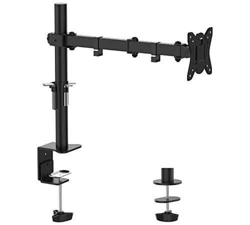 GRIFEMA GB2001-1 Braccio per Monitor Singolo, Supporto per Monitor Regolabile in Altezza per Schermi LED LCD da 13" - 32", Rotazione a 360°,Dimensioni VESA 75/100, capacità di Peso Fino a 10 kg, Nero