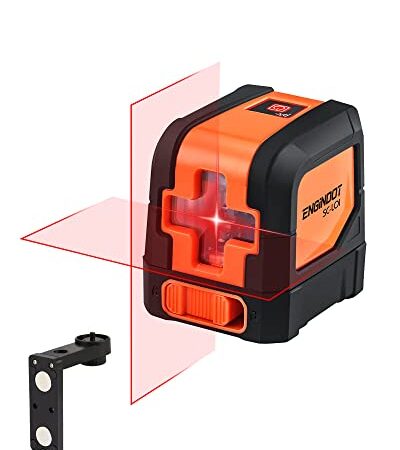 Livella Laser Autolivellante 15M ENGINDOT, Linea Laser Rossa a Croce, 2 Modalità, 360° Supporto Magnetico, Orizzontale e Verticale, IP54 con Batteria