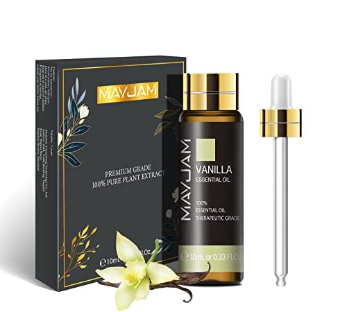 MAYJAM Oli Essenziali di Vaniglia 10 ml, Olio Essenziale di Aromaterapia di Grado Terapeutico Naturale Puro al 100%, Oli Profumati per Diffusore Umidificatore Rilassamento Regali perfetti