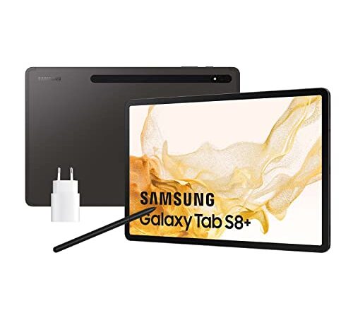 Samsung Galaxy Tab S8+ con caricatore - Tablet da 12,4" (8 GB RAM, 128 GB di stoccaggio, 5 G, Android 12) nero - versione spagnola