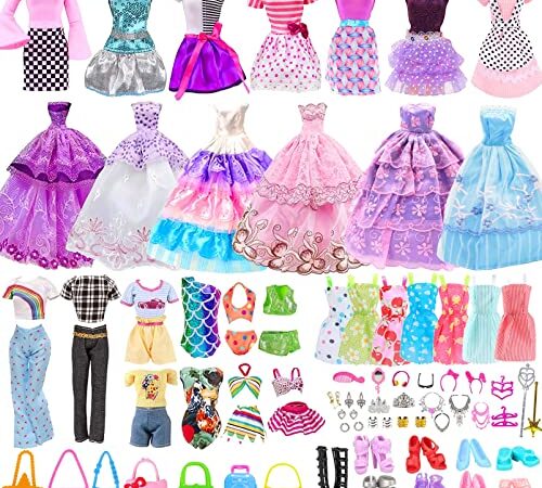 56 Set Abbigliamento e Accessori per Barbie Doll, Accessori per Bambole Mini Vestiti Abiti Pantaloni Bikini Scarpe Borsa Accessori per 11.5 Pollici Principessa Bambola (Consegna Casuale)