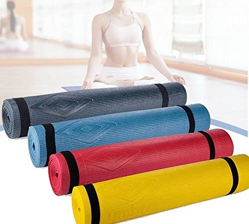 Bakaji Tappetino Yoga Antiscivolo 175 x 60 cm Alta Densità Materassino Tappeto Allenamento Fitness Aerobica Palestra Ginnastica con tracolla, Colori Assortiti