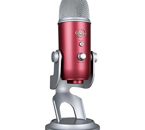 Blue Yeti, microfono USB per registrazione e streaming su PC e Mac, 3 capsule del condensatore, 4 modalità di rilevamento, uscita cuffie e controllo volume - Rosso acciaio
