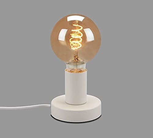 Briloner - Lampada da tavolo, lampada da comodino, abat-jour, 1 x E27, max. 10 Watt, con interruttore sul cavo, bianco, 100 x 90 mm (DxH)