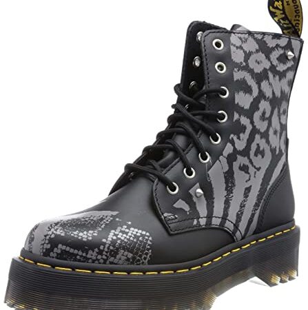 Dr. Martens Jadon, Anfibi Unisex-Adulto, Animal Clash Black Backhand, 36 EU