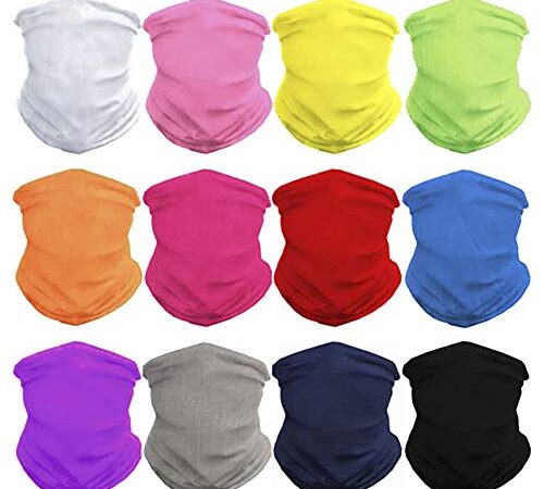 GUIFIER 12 Pezzi Fascia Bandana Multiuso,Copricapo Multifunzione Bandana Foulard Scaldacollo Fazzoletto da Collo Fascia Elastico,Maschera Sciarpa Senza Cuciture Multifunzionale per Yoga,Motociclismo