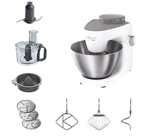 Kenwood KHH300WH Impastatrice Planetaria MultiOne, Robot da Cucina Mixer, con Food Processor e Spremiagrumi, 1000 W, 4.3 Litri, Acciaio, Plastica, Bianco