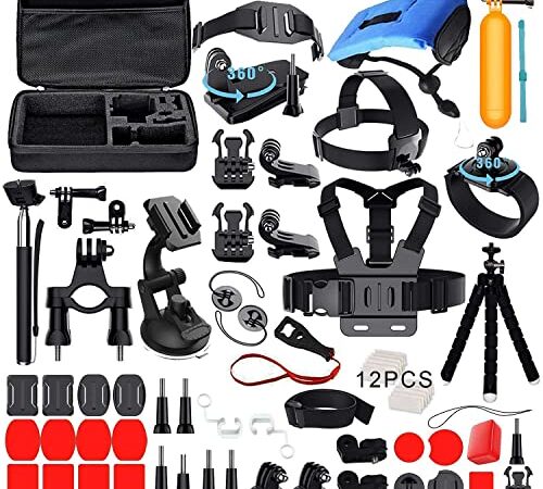 Kuptone 69 IN 1 Kit di accessori per GoPro Hero 10 Hero 9 Hero 8 Hero 7 Hero 6 Hero 5Hero Fusion Max/Sessione Fit Xiaomi AKASO Crosstour Apeman Action Camera